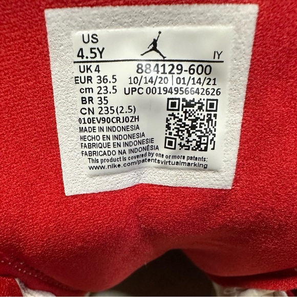 Jordan Red and White Sneakers - Picture 7 of 9